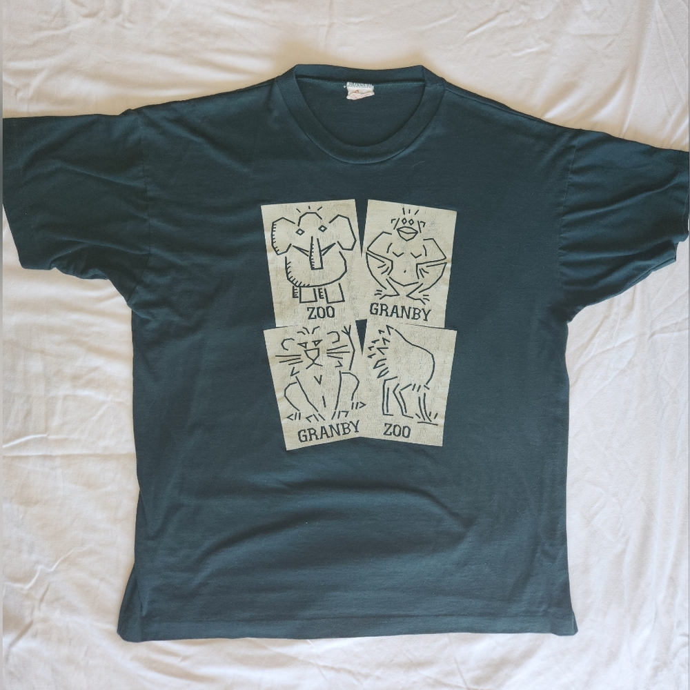 🐘Vintage - Granby Zoo Green Single Stitch T-Shirt - Size L